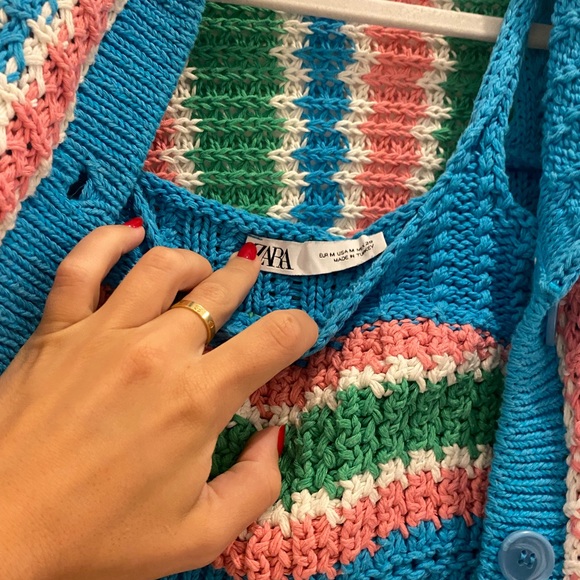 Zara button up and matching knit crop top - Picture 6 of 11